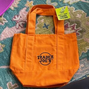 Trader Joe's Mini Orange Canvas Tote Bag Trick or Treat bag